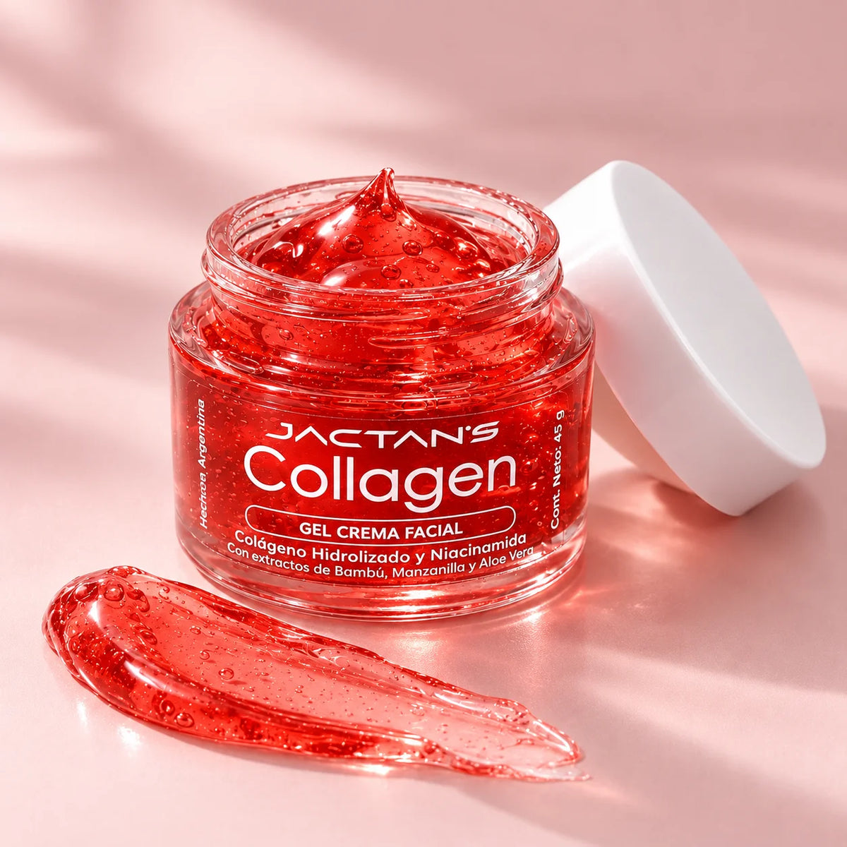 Jelly crema antiarrugas de colágeno Babylon, frasco abierto con textura gel
