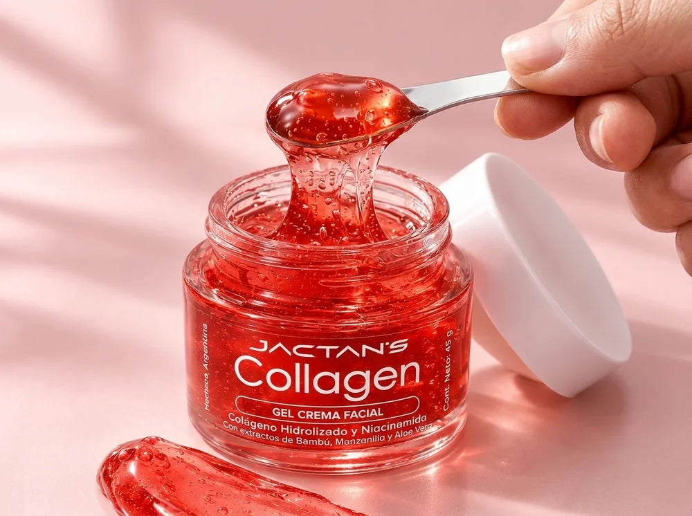 Espátula sacando gel crema jelly del frasco