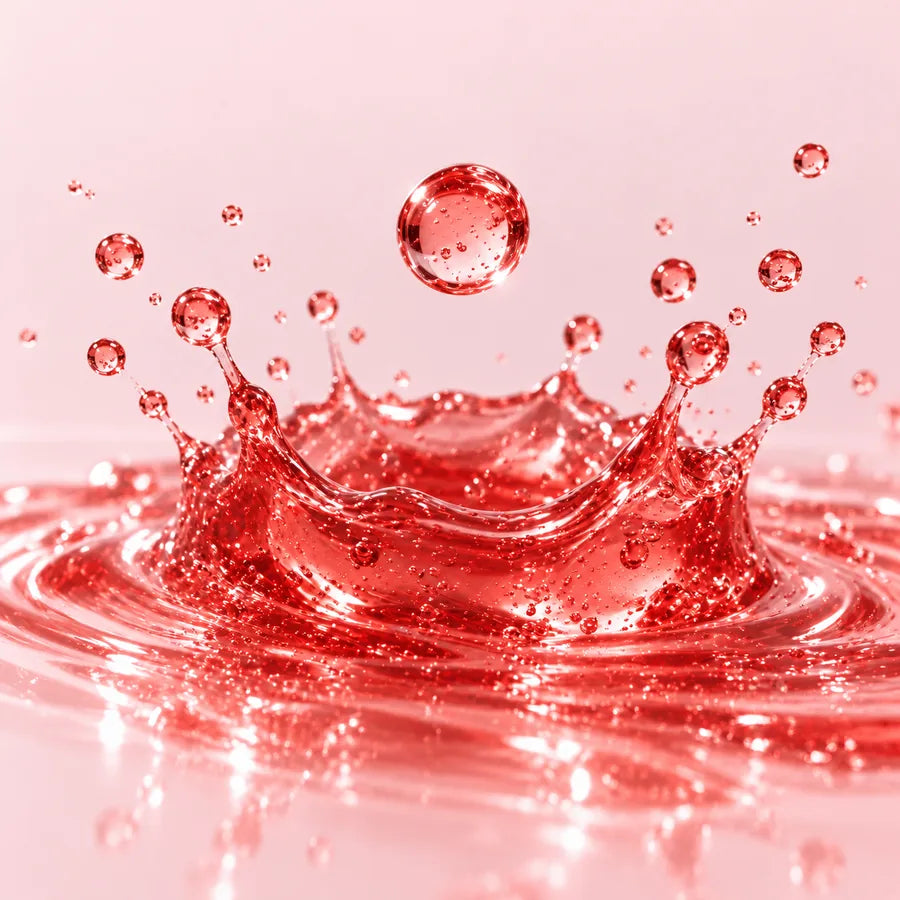 Gota de gel rojo cayendo sobre gel